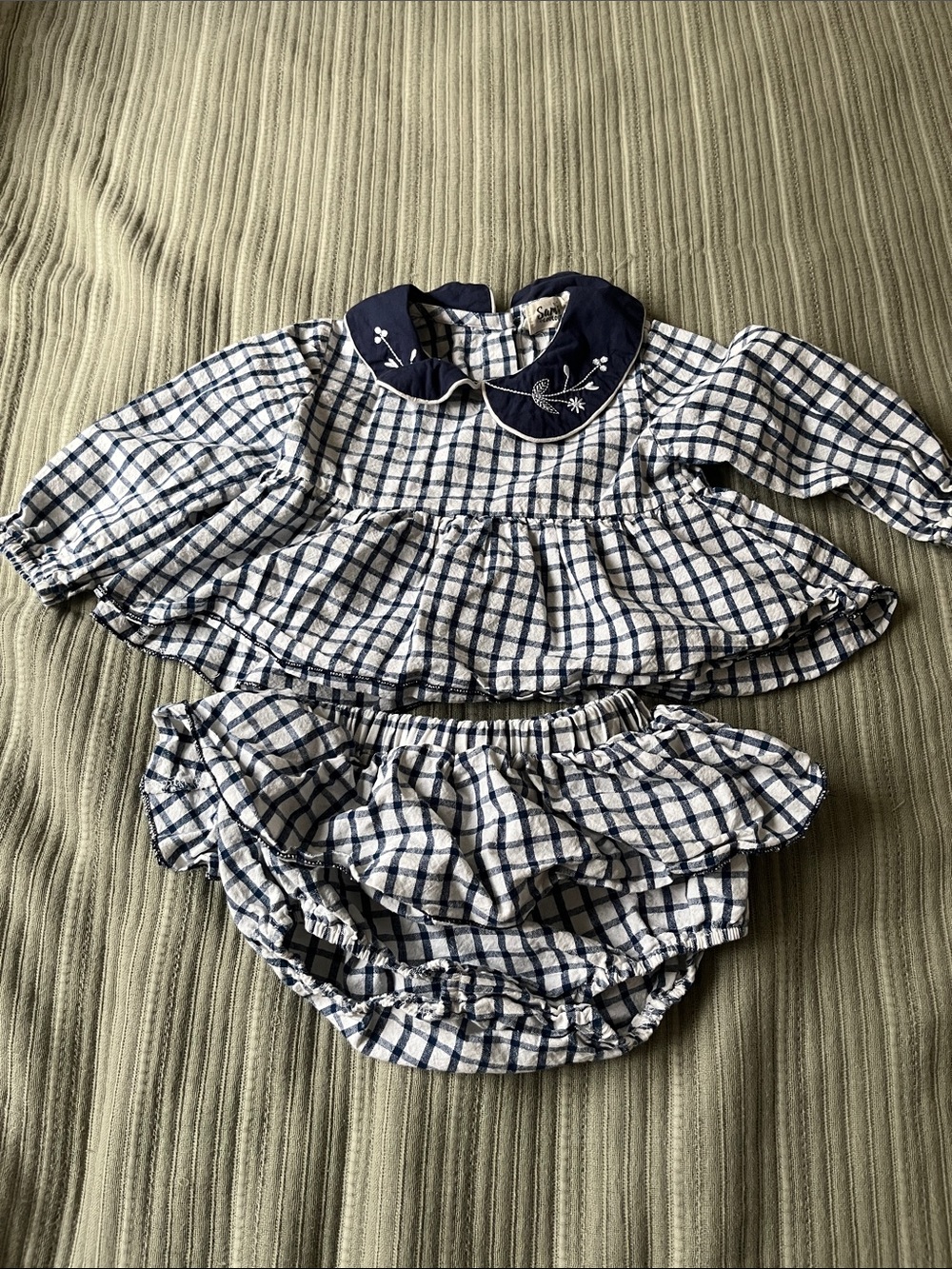 Sam & Louloute Paris navy gingham 2 piece set